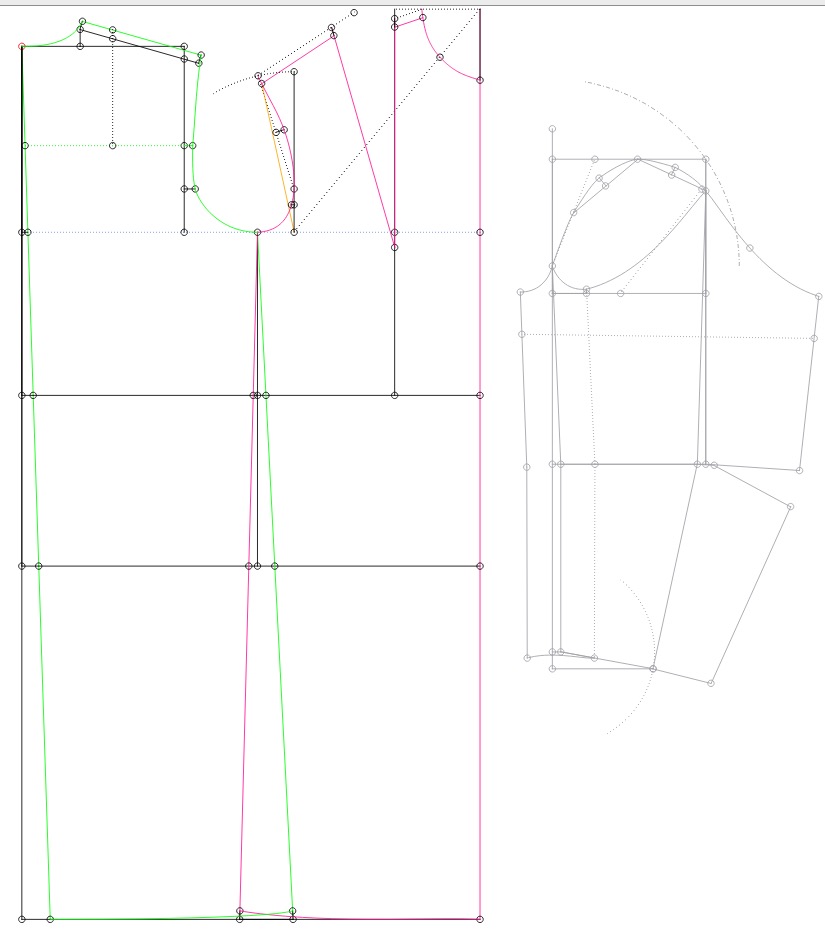 The base of a straight silhouette dress with a sleeve of medium width according to the method of "M. Muller & Son" (Russian language)