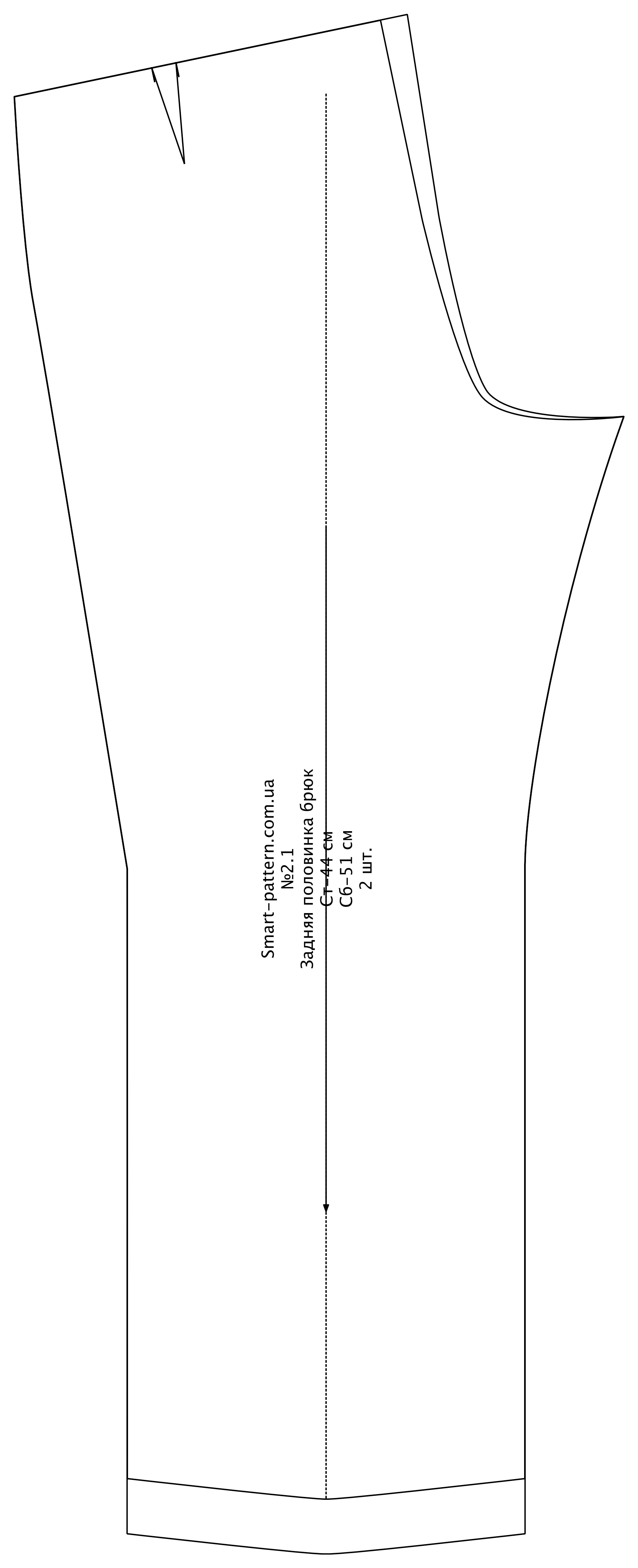 Basic trouser base for a notionally proportioned figure using the M.L. Voronin method (russian language)