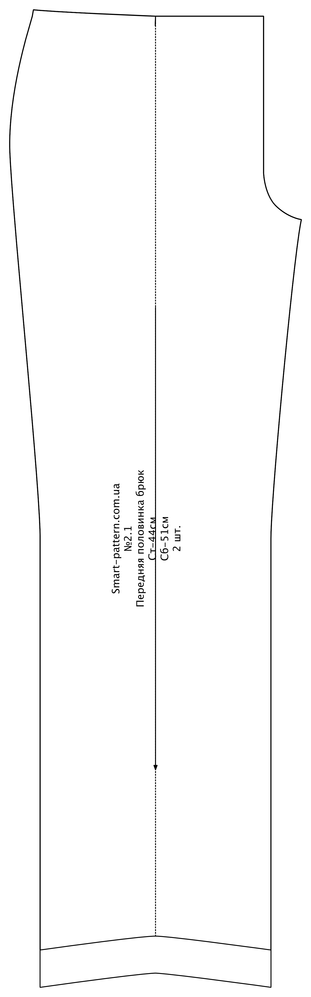 Basic trouser base for a notionally proportioned figure using the M.L. Voronin method (russian language)