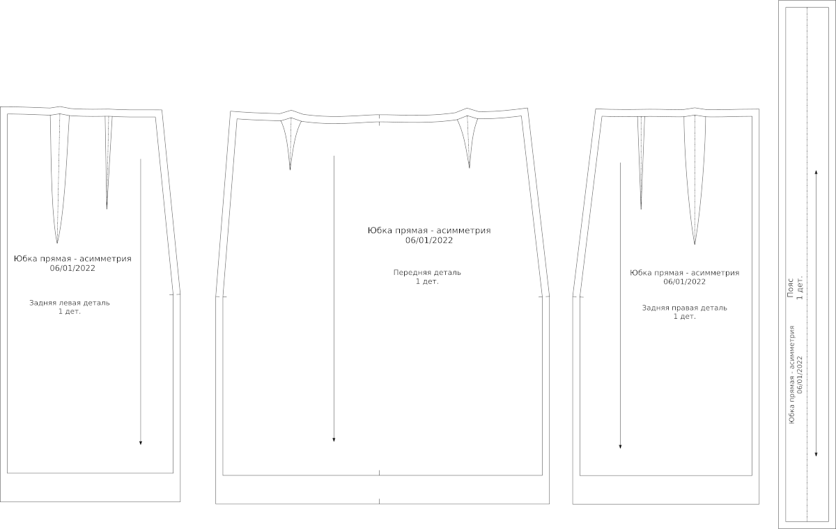 Pattern-base skirt for an asymmetric figure according to the method of "The genetics of cut" by Galiya Zlachevskaya (russian language)